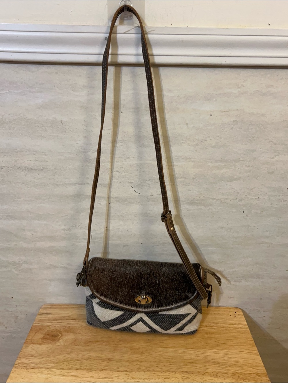 Myra Bag Gray Clandestine Crossbody Cowhide Leather